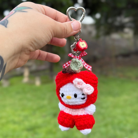 Apple kitty keychain