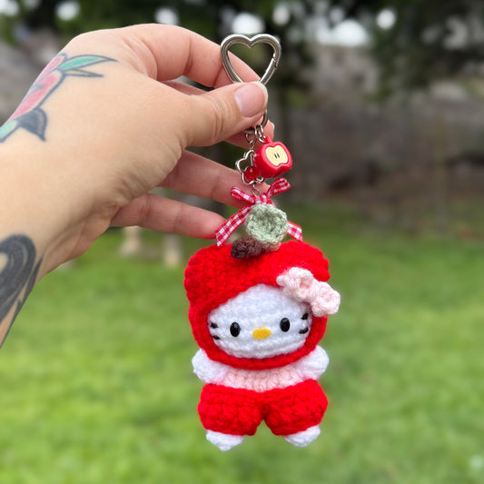 Apple kitty keychain