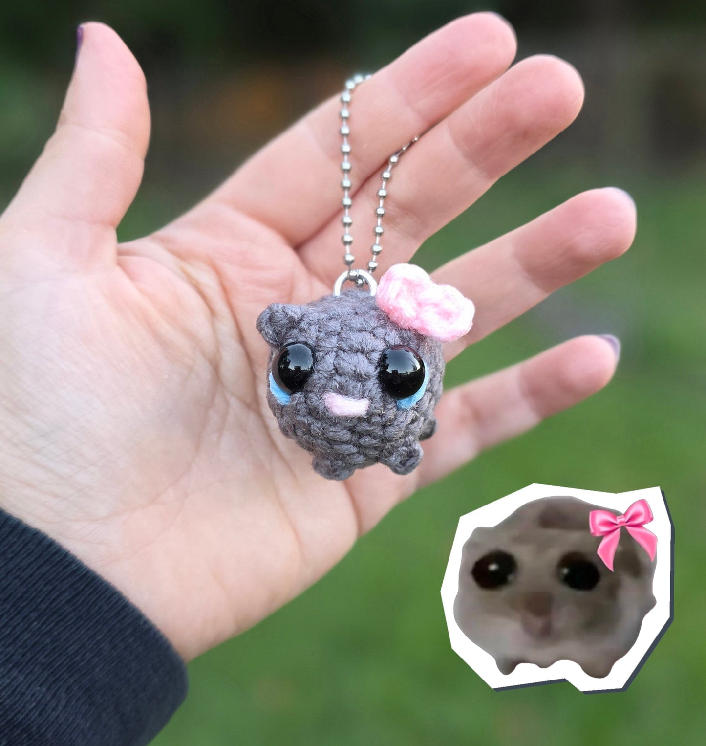 sad hamster keychain